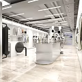 Modern Clothing Store Interior With Mannequins Fashion Racks Displayed Clothes And Marble Floor