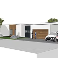 Modern Detached Villa With White Exterior Swimming Pool Wooden Deck And Mountain View