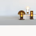 Modern Table Lamps With Brown White Dome Shades Glass Bases And Warm Lighting