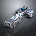 Sci Fi Mechanical Device 3D Render With Metallic Texture And Blue Glowing Top 3d model