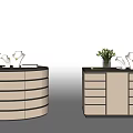 Modern Cabinet With Multiple Drawers And Decorative Top Featuring Vase And Ornaments