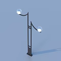 Outdoor Light With Black Pole Two Spherical Bulbs Decorative Lines And Shadow 3d model