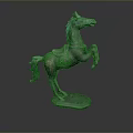 Bronze Horse Sculpture Intricate Carvings Standing Pose Rearing Legs Decorative Saddle And Square Base