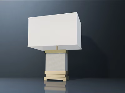 Modern Table Lamp With White Lampshade And Gold Beige Base On Smooth Surface 3d model