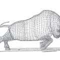 Modern Dynamic Bull Wireframe Grid Structure Landscape Sculpture With Running Pose 3d model