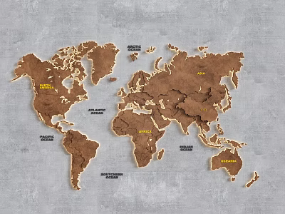 World Map Wall Decoration Vintage Industrial Wall Decoration Pendant World Map Decoration 3d model