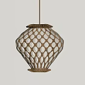 Decorative Hanging Lantern With Geometric Pattern Brown Beige Design And Warm Yellow Light 3d model