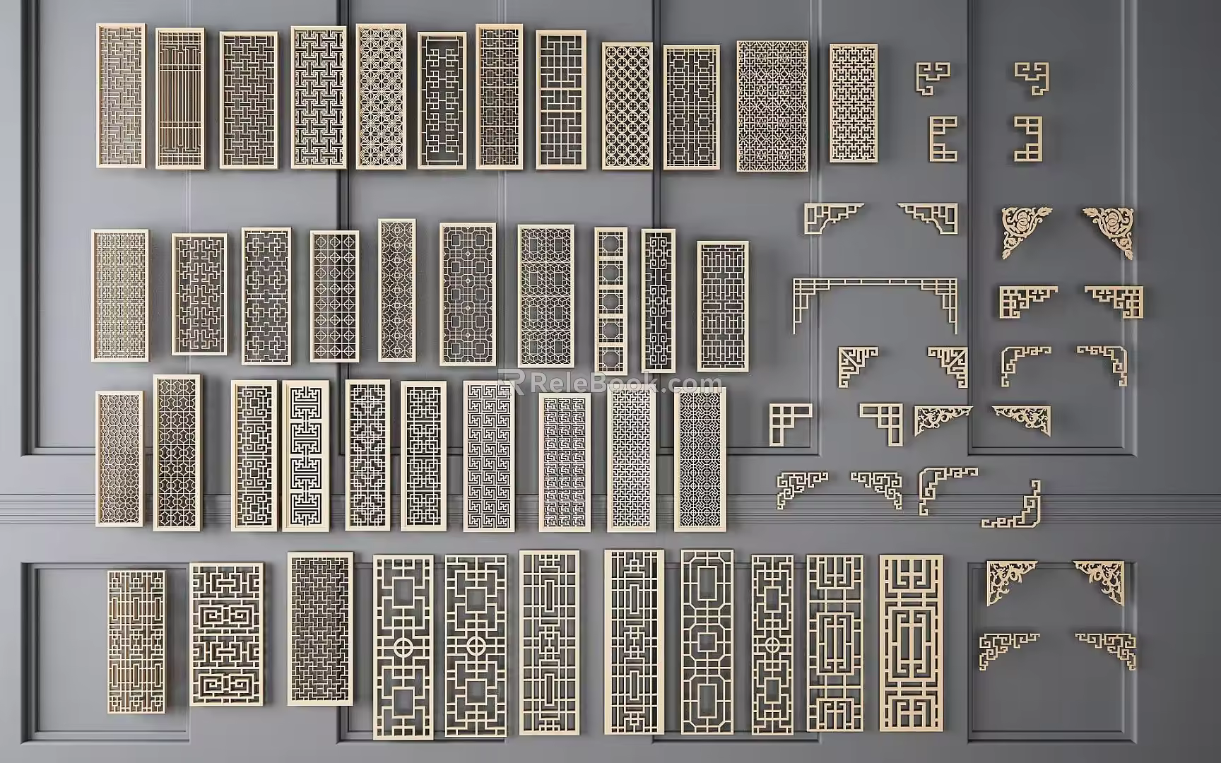 New Chinese Partition Combination Screen 3d model