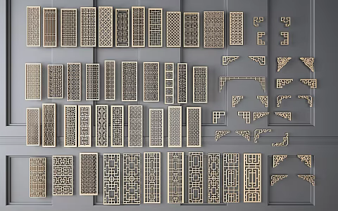 New Chinese Partition Combination Screen 3d model