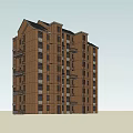Residential Apartment Building With Brown Exterior Multiple Floors Balconies And Windows