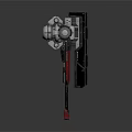Mechanical Device With Metal Circular Components Black Panel And Red Handle
