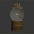 Vintage Commercial Equipment With Brass Metal Structure Circular Reflector Curved Handle And Ribbed Base