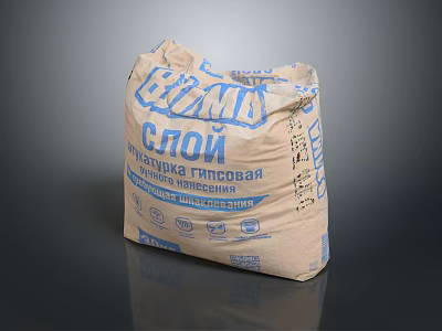 Home Use Gypsum Mixture Packaging Bag Featuring Blue Text And Logo Design 3d model