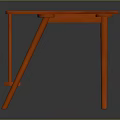 Orange Modern Side Table With Vertical Slats Design And Stable Legs