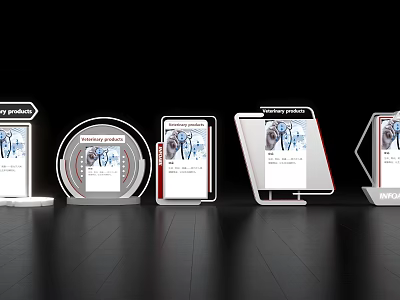 Various Shaped Display Screens With Property Pro Charts And Information 3d model