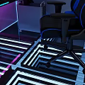 Gaming Desk Setup With RGB Lights Computer Monitor And Gaming Chair Accessories