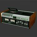 Retro Audio System With Wooden Enclosure Cassette Player And Control Panel Knobs