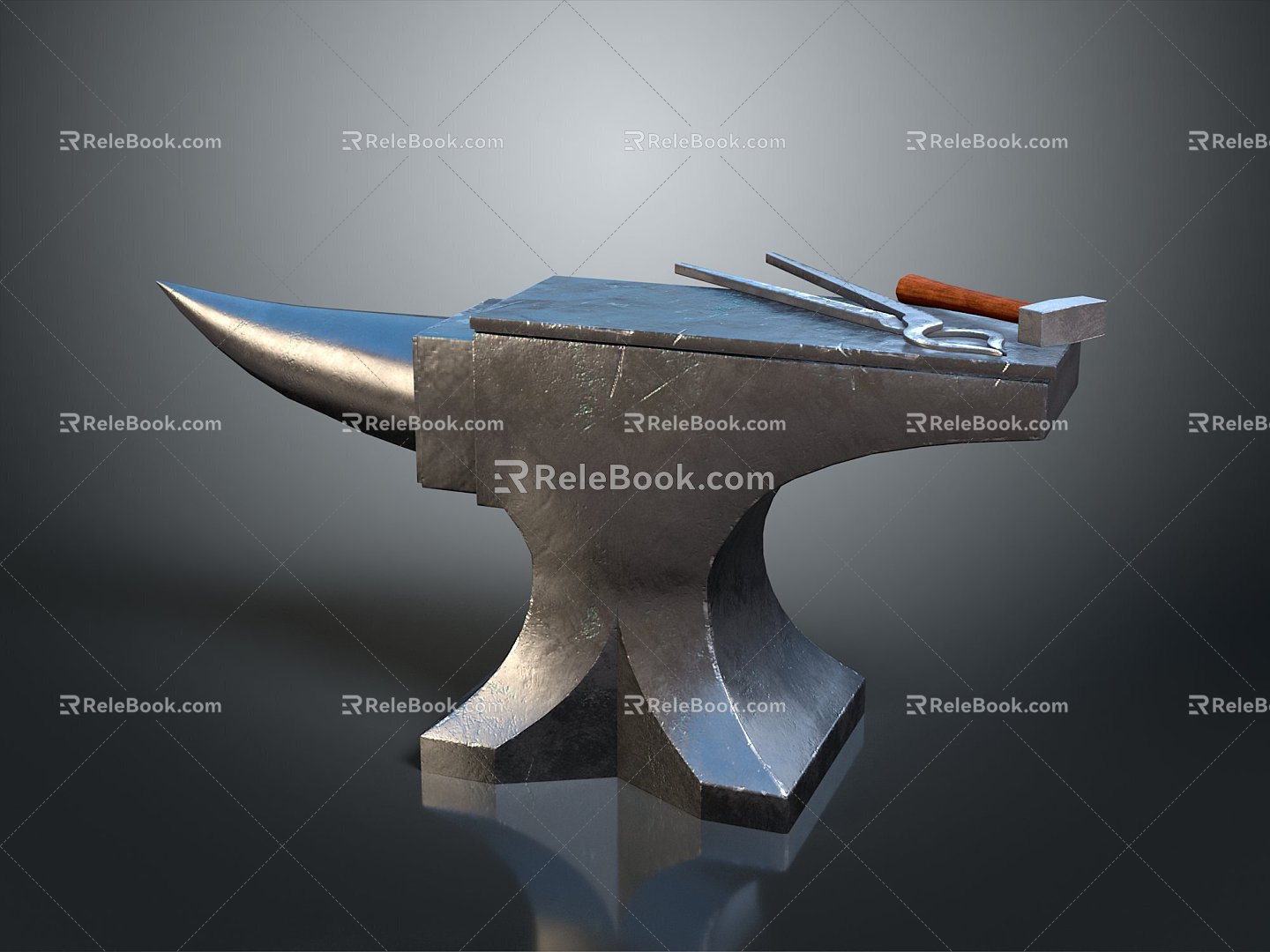 Anvil forging hammer iron cartoon forging game items game props game equipment 3d model