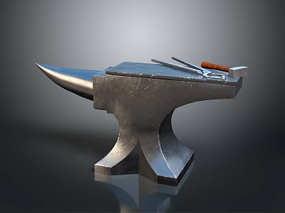 Anvil forging hammer iron cartoon forging game items game props game equipment 3d model