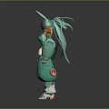 Game Movie Green Mech Character With Rabbit Ear Head Orange White Mechanical Details