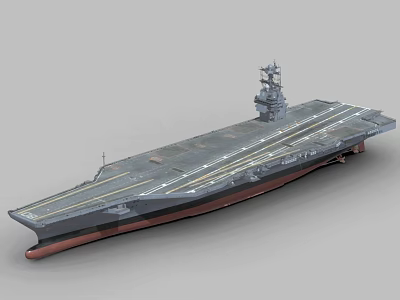 Gray Military Aircraft Carrier With Long Flight Deck And Island Superstructure 3d model