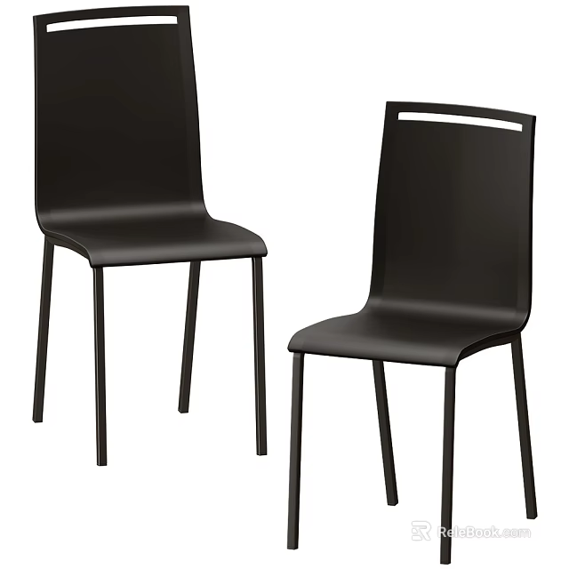 Modern Black Dining Chairs With Sleek Design Comfortable Seat And Sturdy Metal Legs 3d model 