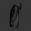 Black Zip Up Hoodie With White Back Design And Green Accents