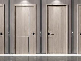 New Chinese style flat door solid wood door 3d model