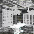 Sterile Operating Room Interior With Surgical Lights And Medical Equipment