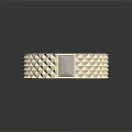 Modern Stylish Fashion Ring With Geometric Top Textured Zigzag Edge Band And Engraved LRG Initials