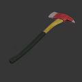 Red And Silver Axe With Yellow Black Handle On Black Background 3d model