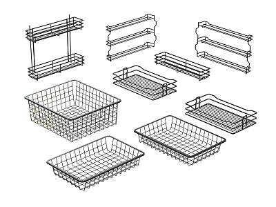 Wire Storage Organizers With Baskets Shelves And Trays For Home 3d model