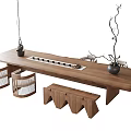 Tea Table and Chair Combination Tea Table Stool Bench Tea Set 3d model