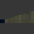 3D Topographic Terrain Model With Green Mountain Ranges And Blue Water Edge