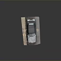 Vintage Green Convertible Car Parked On Damaged Gray Mat Surface