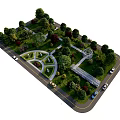 Park Landscape with Diverse Trees Winding Paths and Central Green Area