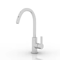 Modern Stainless Steel Faucet With Curved Spout And Single Handle Design