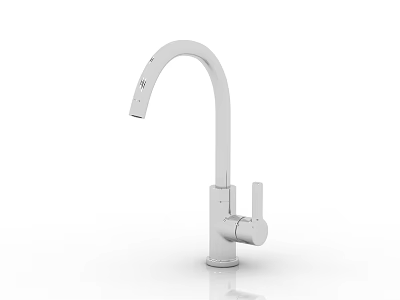 Modern Stainless Steel Faucet With Curved Spout And Single Handle Design 3d model
