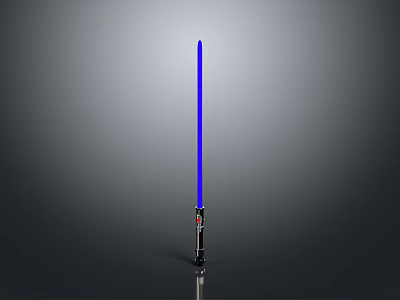 Detailed Blue Lightsaber Structure With Glowing Blade And Black Hilt 3d model