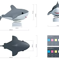 Shark Shaped Toy Figurine With Multiple Angles Dimensions And Color Options 3d model