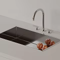 Modern Stainless Steel Kitchen Faucet with Sleek Design and Brown Fruits on Sink