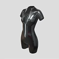 Model In Black Shiny Fitted Bodycon Dress With Glossy Surface And Tight Fit