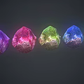 Colorful Gemstones Display Vibrant Purple Pink Green Blue Cyan Hues In Row With Sparkling Surfaces