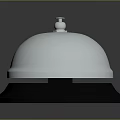 Shiny Chrome Service Bell With Polished Metal Surface And Round Base