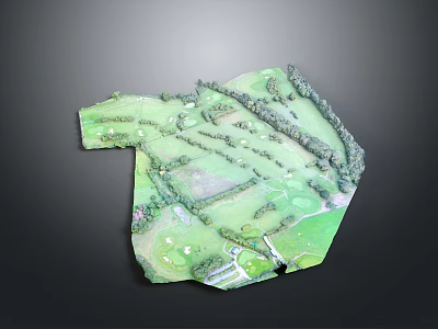 3D Golf Course Terrain Model With Green Grass Fairways Bunkers And Trees 3d model