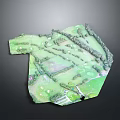 3D Golf Course Terrain Model With Green Grass Fairways Bunkers And Trees