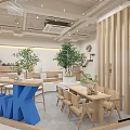 Meowk Café Interior With Green Plants Wooden Decor And Cozy Seating Area