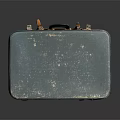 Vintage Blue Green Suitcase With Scratched Surface Gold Fittings And Black Handle