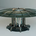 Futuristic Architectural Structure Featuring Circular Top And Sleek Metallic Supporting Pillars 3d model