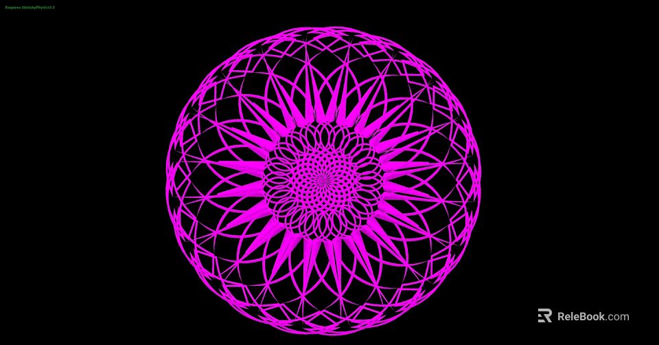 Pink Spherical Art Installation With Intricate Floral And Geometric Patterns On Black Background 3d model 